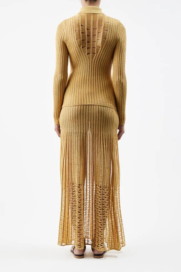 Gabriela Hearst Tops Women Aera Knit Shirt In Gold Shappe Silk