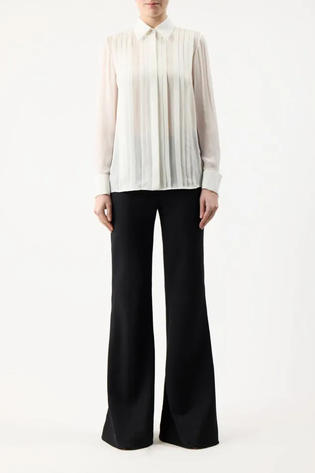 Gabriela Hearst Tops Women Aime Corrugated Shirt In Ivory Silk Georgette Twill