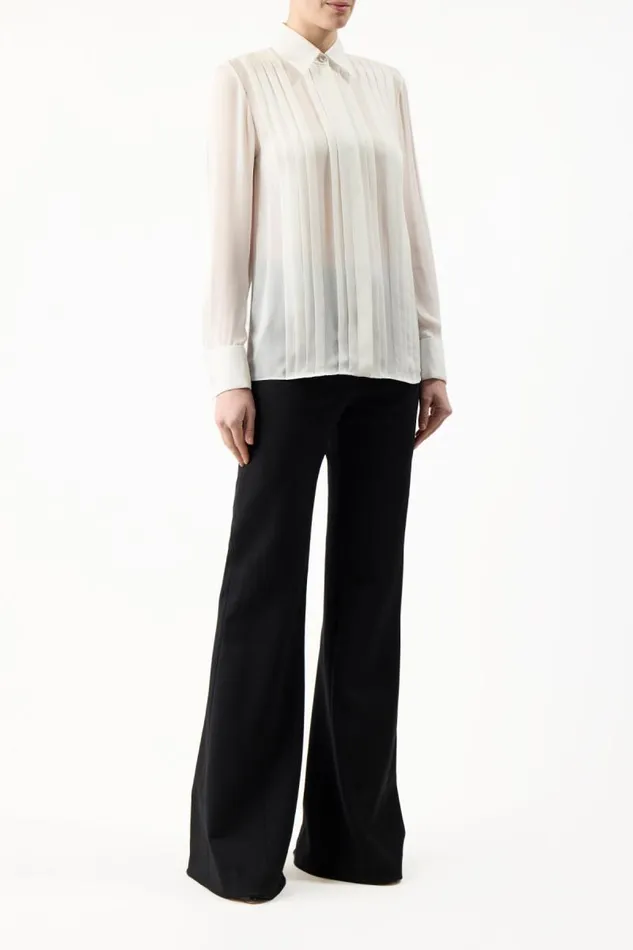 Gabriela Hearst Tops Women Aime Corrugated Shirt In Ivory Silk Georgette Twill