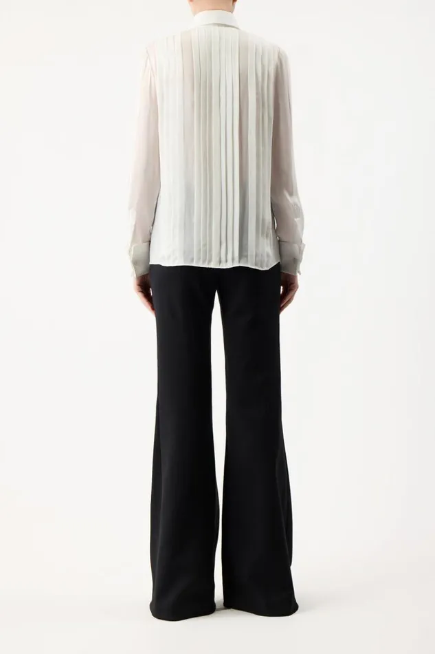 Gabriela Hearst Tops Women Aime Corrugated Shirt In Ivory Silk Georgette Twill