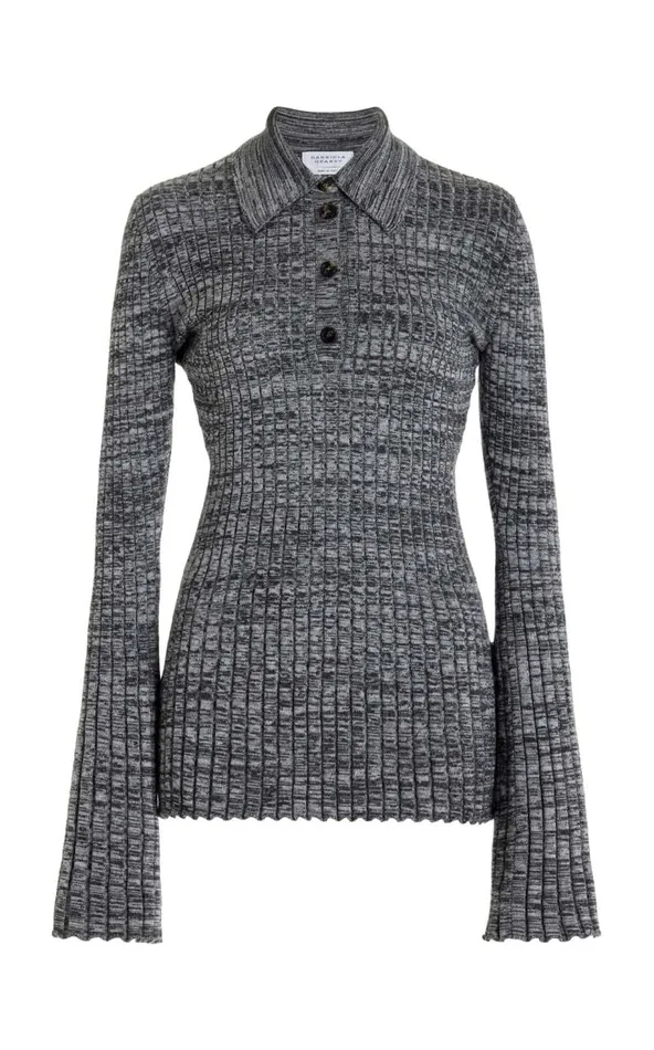 Gabriela Hearst Tops Women Alam Knit Polo In Charcoal Melange Cashmere