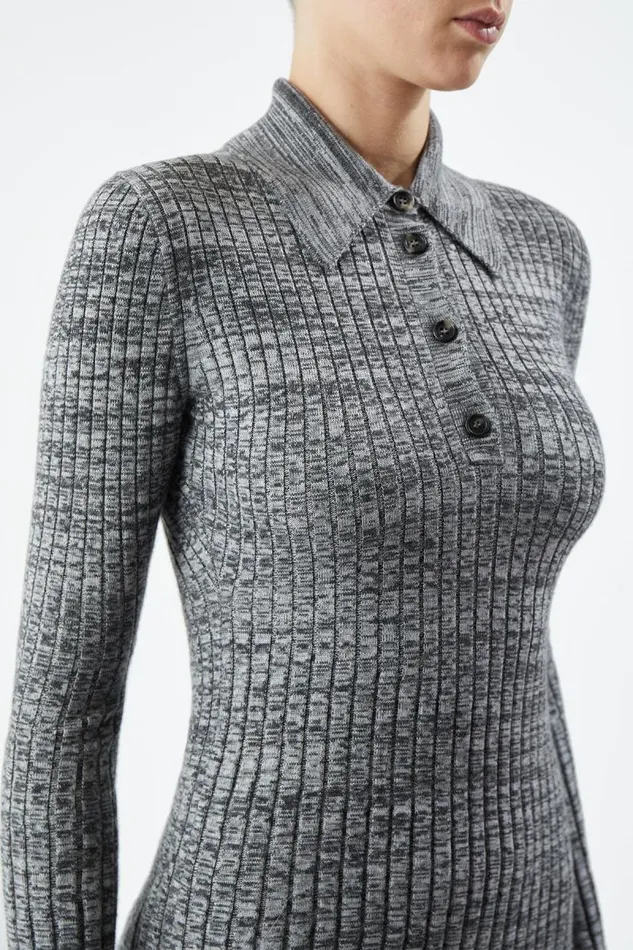 Gabriela Hearst Tops Women Alam Knit Polo In Charcoal Melange Cashmere