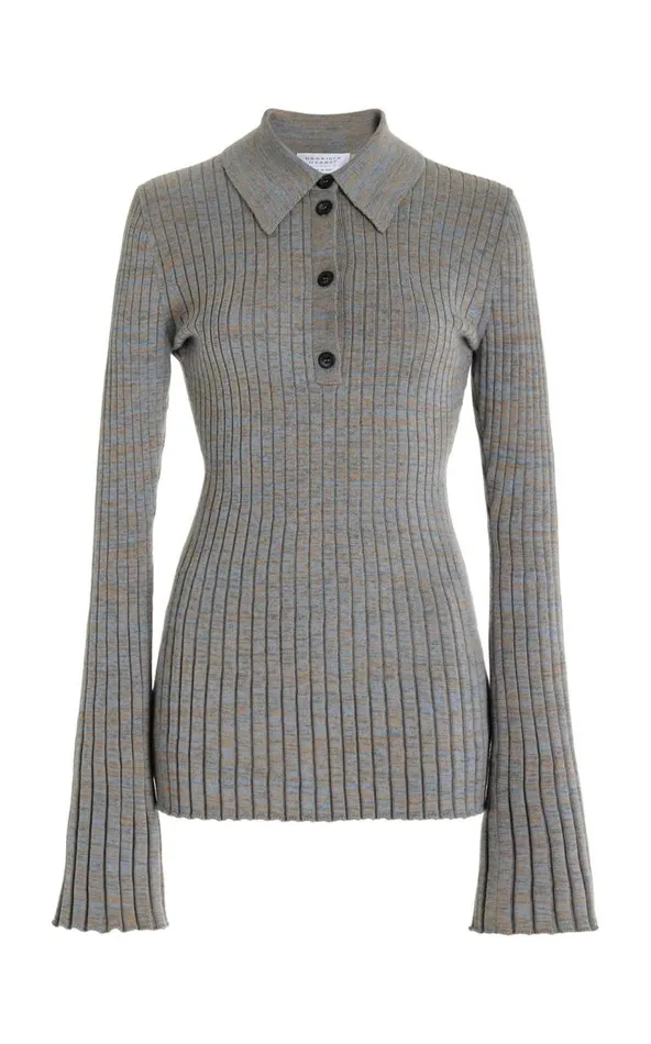 Gabriela Hearst Tops Women Alam Knit Polo In Light Blue Melange Cashmere