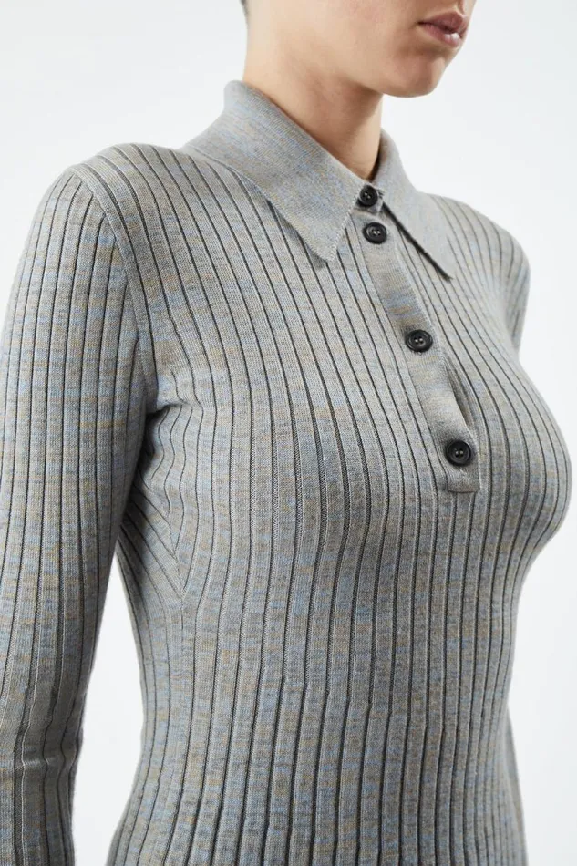 Gabriela Hearst Tops Women Alam Knit Polo In Light Blue Melange Cashmere