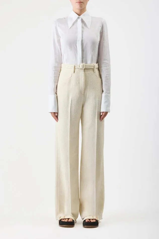 Gabriela Hearst Tops Women Albruna Shirt In White Aloe Linen