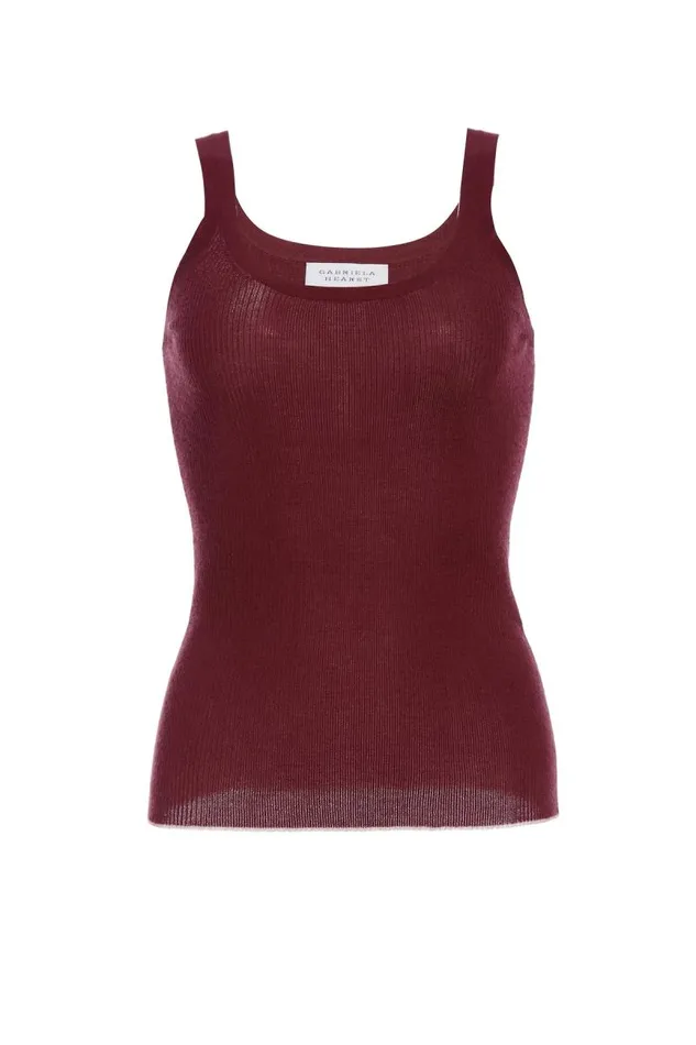 Gabriela Hearst Tops Women Arya Knit Tank Top In Bordeaux Cashmere Silk