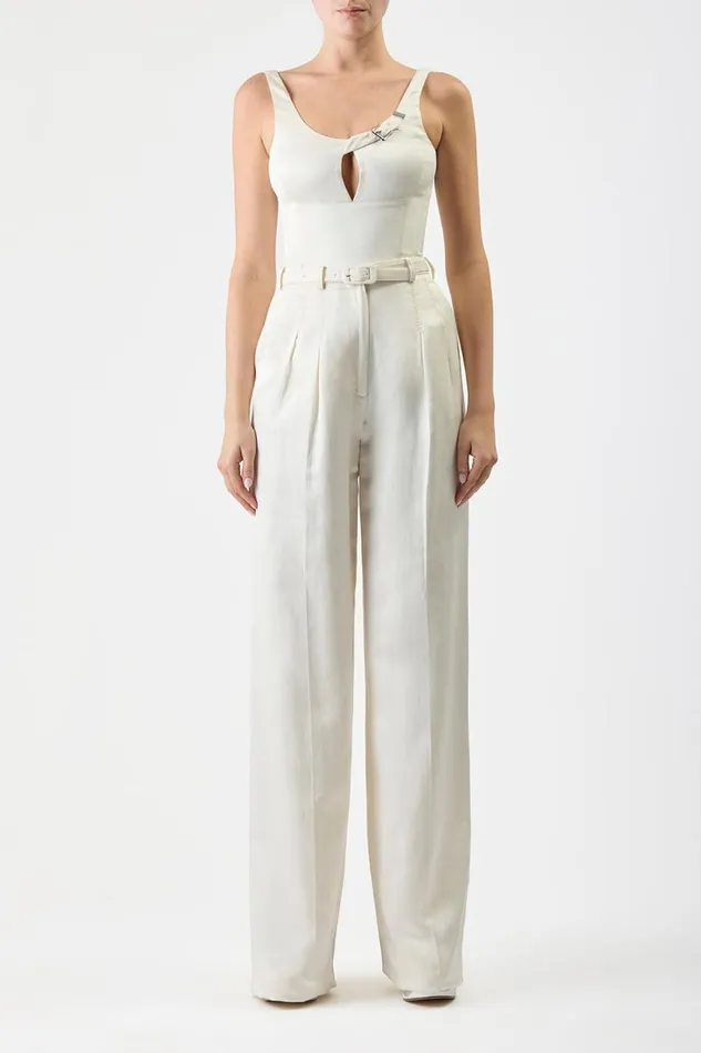 Gabriela Hearst Tops Women Avalon Top In Ivory Silk Linen Satin