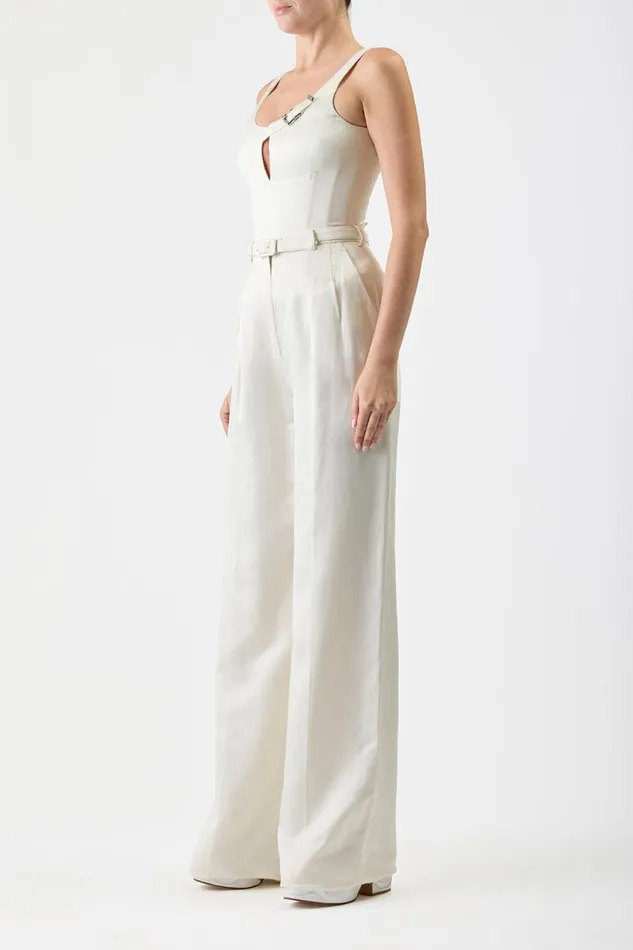 Gabriela Hearst Tops Women Avalon Top In Ivory Silk Linen Satin