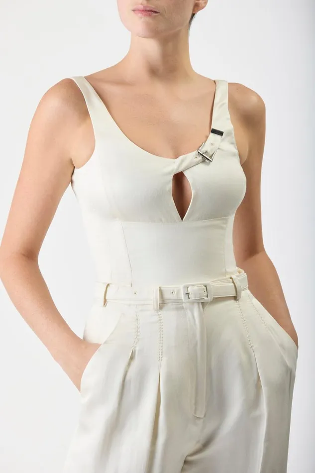 Gabriela Hearst Tops Women Avalon Top In Ivory Silk Linen Satin