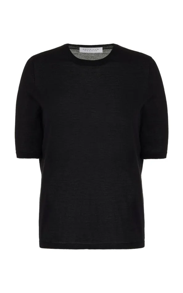 Gabriela Hearst Tops Women Brunner Knit TShirt In Black Cashmere Silk