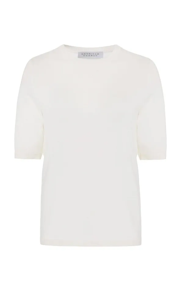 Gabriela Hearst Tops Women Brunner Knit TShirt In Ivory Cashmere Silk