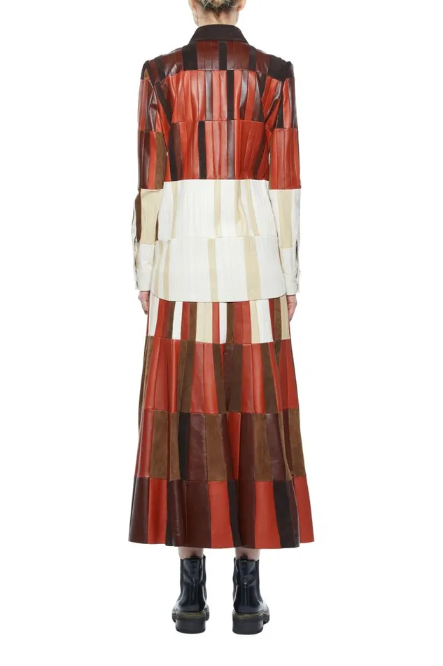 Gabriela Hearst Tops Women Campos Patchwork Overshirt In Red Clay Nappa Leather