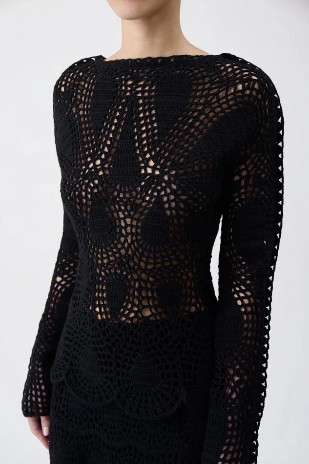 Gabriela Hearst Tops Women Capps Crochet Top In Black Wool Cashmere