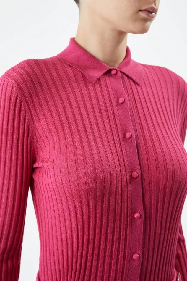 Gabriela Hearst Tops Women Cavalieri Knit Shirt In Fuchsia Cashmere Silk
