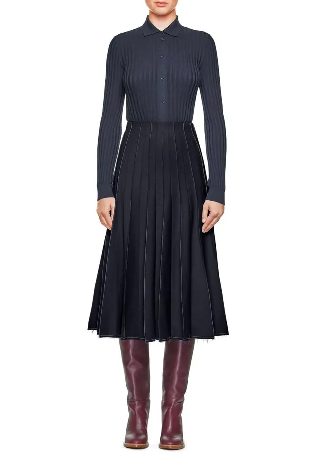 Gabriela Hearst Tops Women Cavalieri Knit Shirt In Navy Merino Wool