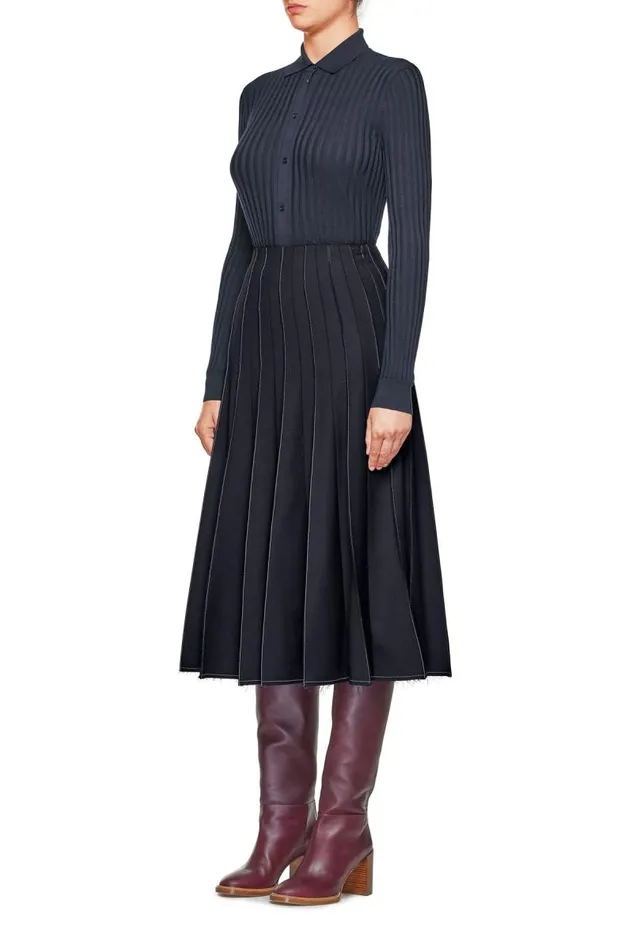 Gabriela Hearst Tops Women Cavalieri Knit Shirt In Navy Merino Wool