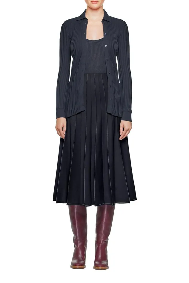 Gabriela Hearst Tops Women Cavalieri Knit Shirt In Navy Merino Wool