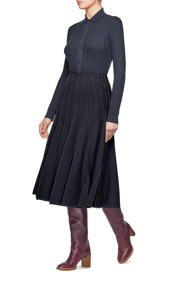 Gabriela Hearst Tops Women Cavalieri Knit Shirt In Navy Merino Wool