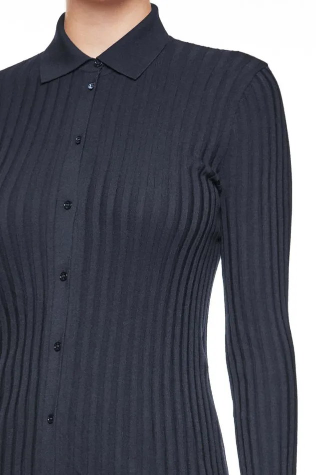 Gabriela Hearst Tops Women Cavalieri Knit Shirt In Navy Merino Wool