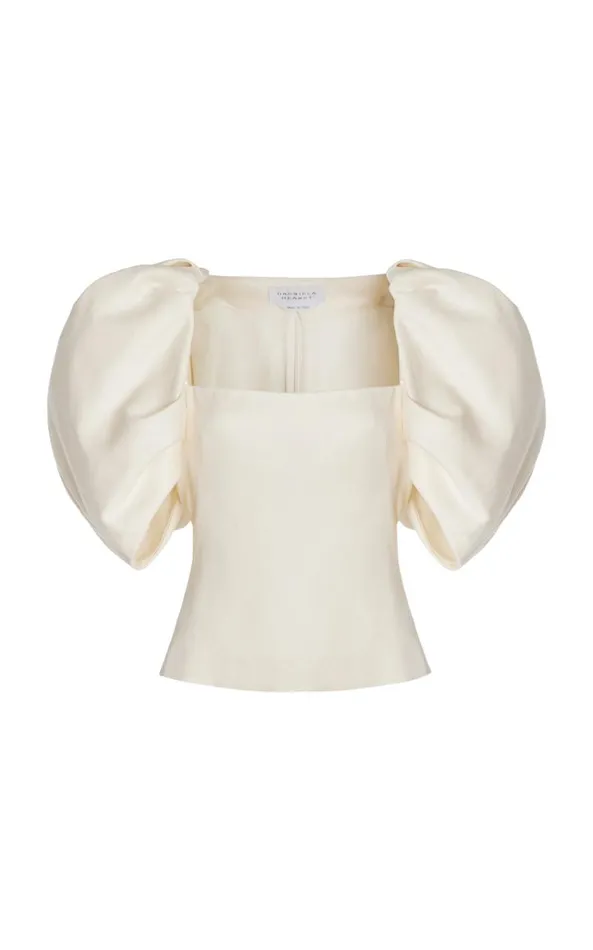 Gabriela Hearst Tops Women Ceri Top In Ivory Textured Linen