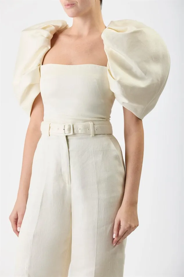 Gabriela Hearst Tops Women Ceri Top In Ivory Textured Linen
