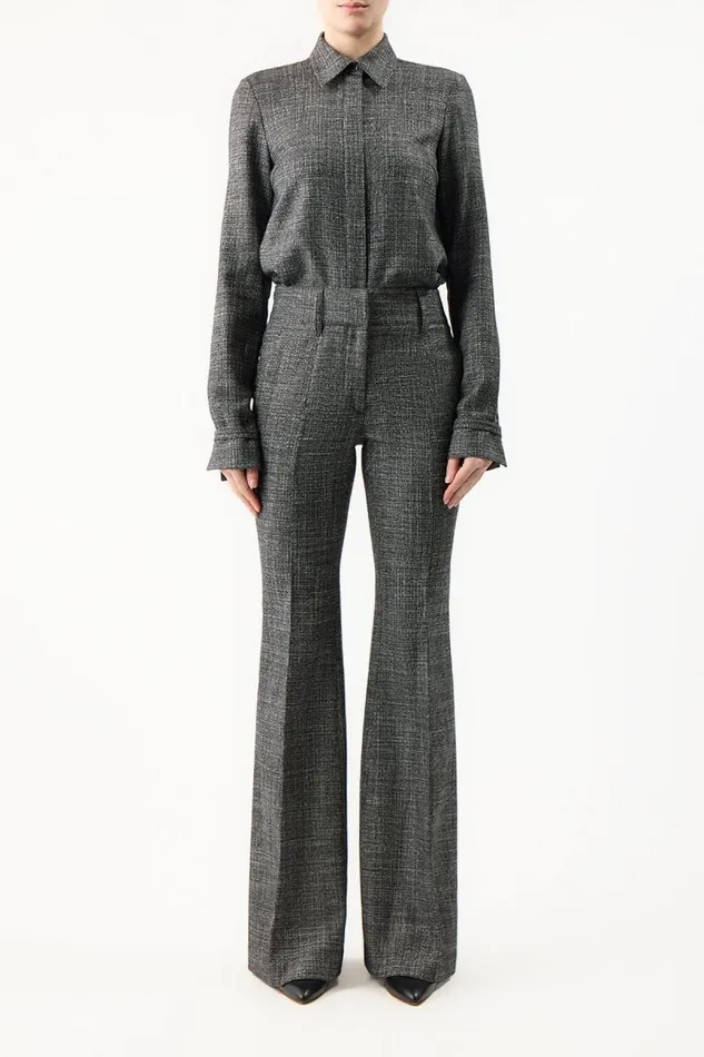 Gabriela Hearst Tops Women Cruz Shirt In Dark Grey Virgin Wool Silk Tweed