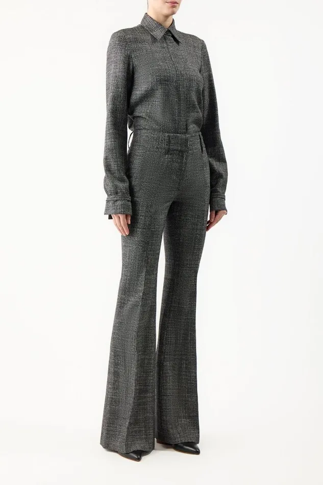 Gabriela Hearst Tops Women Cruz Shirt In Dark Grey Virgin Wool Silk Tweed