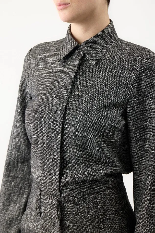 Gabriela Hearst Tops Women Cruz Shirt In Dark Grey Virgin Wool Silk Tweed