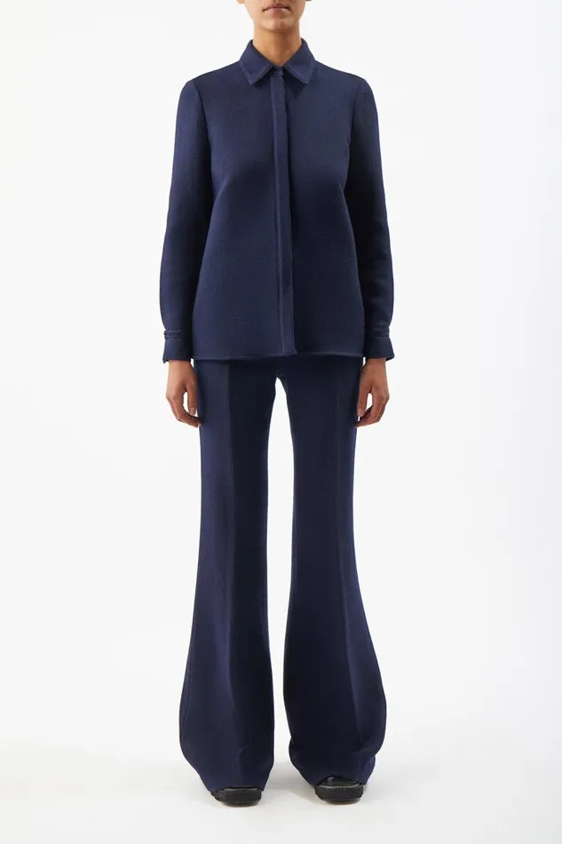 Gabriela Hearst Tops Women Cruz Shirt In Dark Navy Virgin Wool