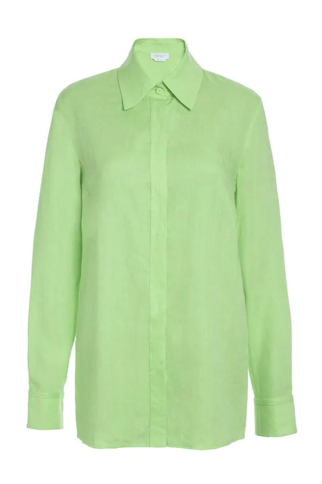 Gabriela Hearst Tops Women Cruz Shirt In Fluorescent Green Aloe Linen