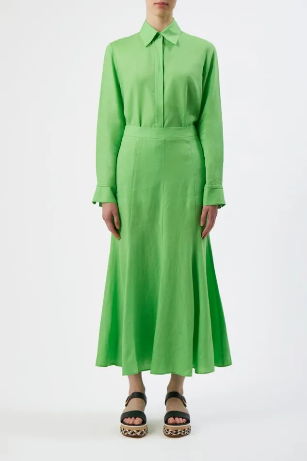 Gabriela Hearst Tops Women Cruz Shirt In Fluorescent Green Aloe Linen