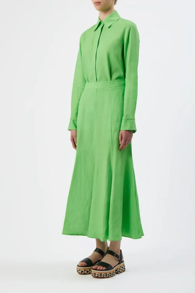 Gabriela Hearst Tops Women Cruz Shirt In Fluorescent Green Aloe Linen