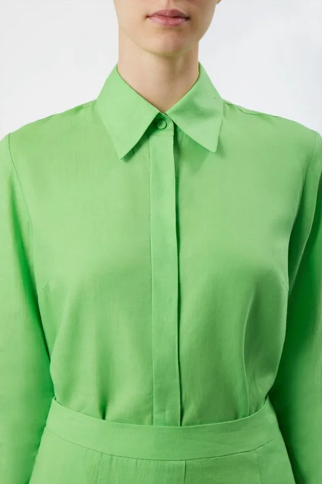 Gabriela Hearst Tops Women Cruz Shirt In Fluorescent Green Aloe Linen