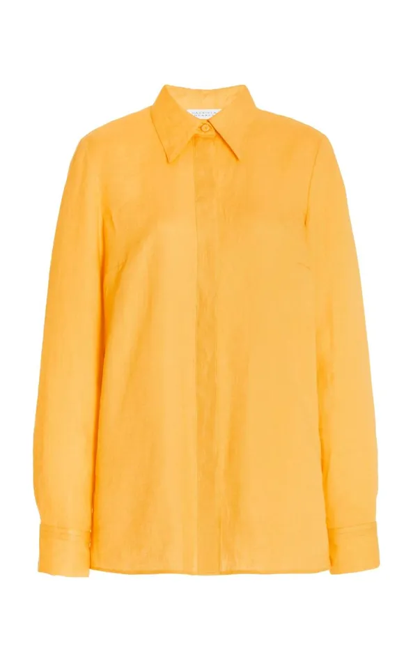 Gabriela Hearst Tops Women Cruz Shirt In Fluorescent Orange Aloe Linen