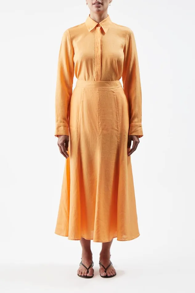 Gabriela Hearst Tops Women Cruz Shirt In Fluorescent Orange Aloe Linen