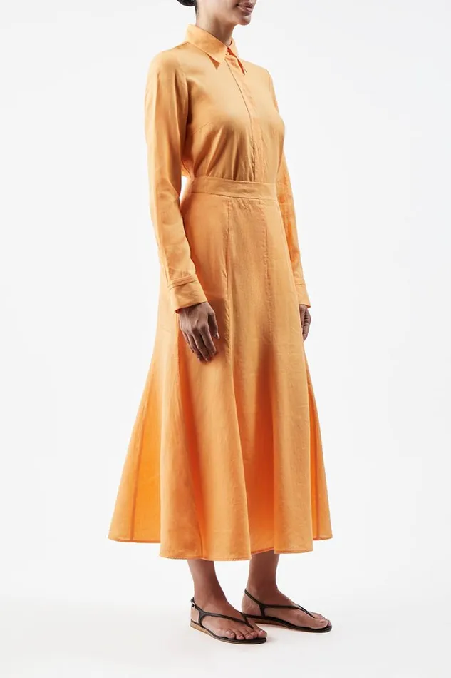 Gabriela Hearst Tops Women Cruz Shirt In Fluorescent Orange Aloe Linen