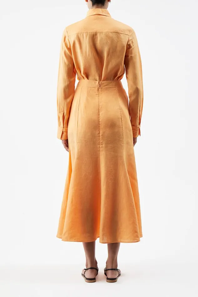 Gabriela Hearst Tops Women Cruz Shirt In Fluorescent Orange Aloe Linen