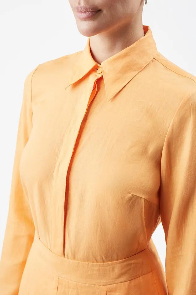 Gabriela Hearst Tops Women Cruz Shirt In Fluorescent Orange Aloe Linen