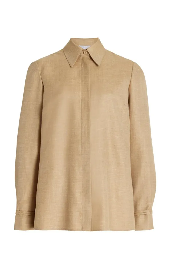 Gabriela Hearst Tops Women Cruz Shirt In Hay Virgin Wool And Silk Linen
