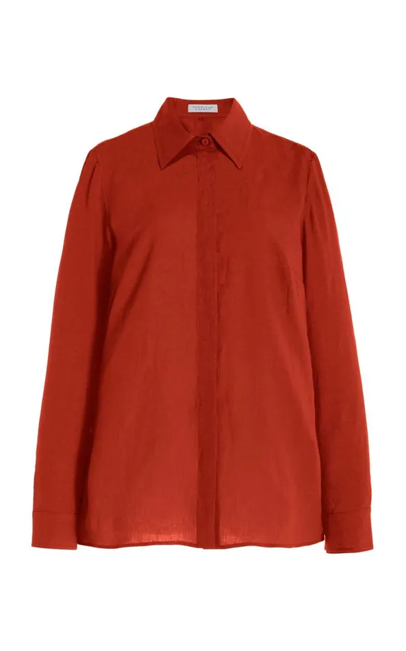 Gabriela Hearst Tops Women Cruz Shirt In Red Clay Aloe Linen