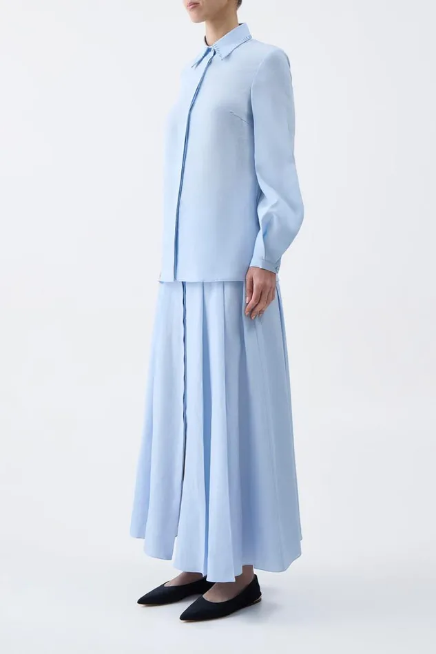 Gabriela Hearst Tops Women Delmer Top In Light Blue Aloe Linen