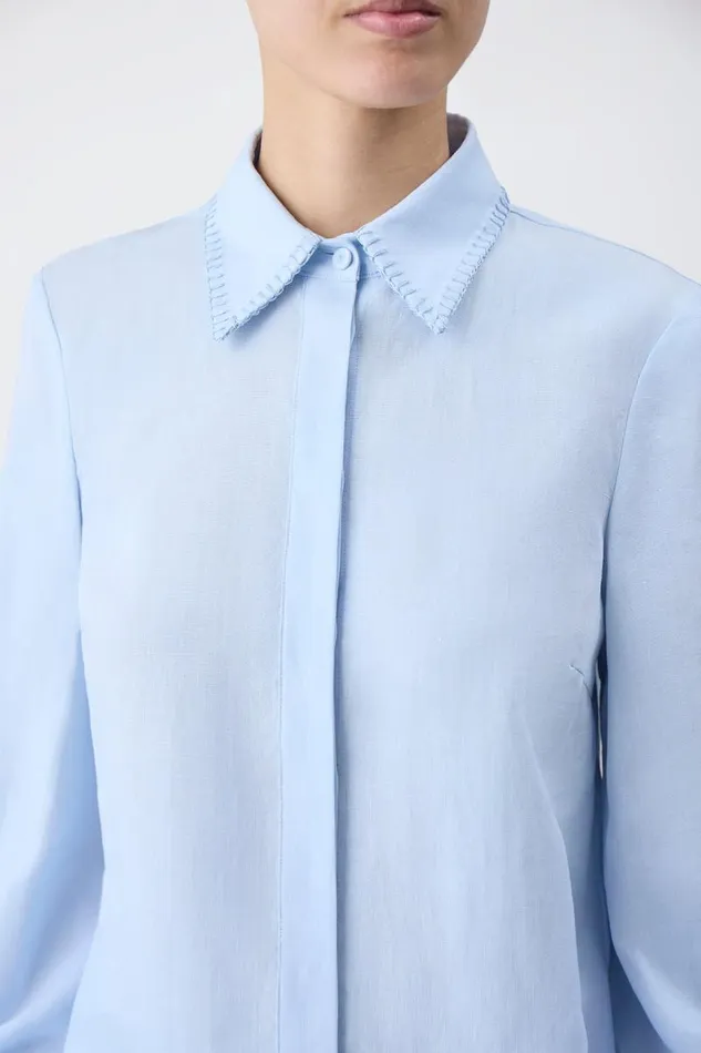 Gabriela Hearst Tops Women Delmer Top In Light Blue Aloe Linen