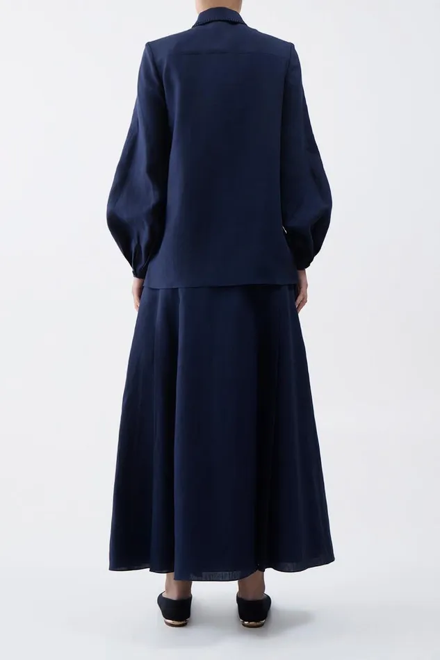 Gabriela Hearst Tops Women Delmer Top In Navy Aloe Linen