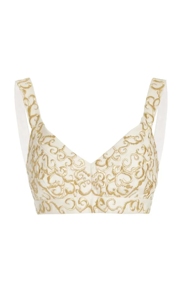 Gabriela Hearst Tops Women Eve Embroidered Bra In Ivory Textured Linen