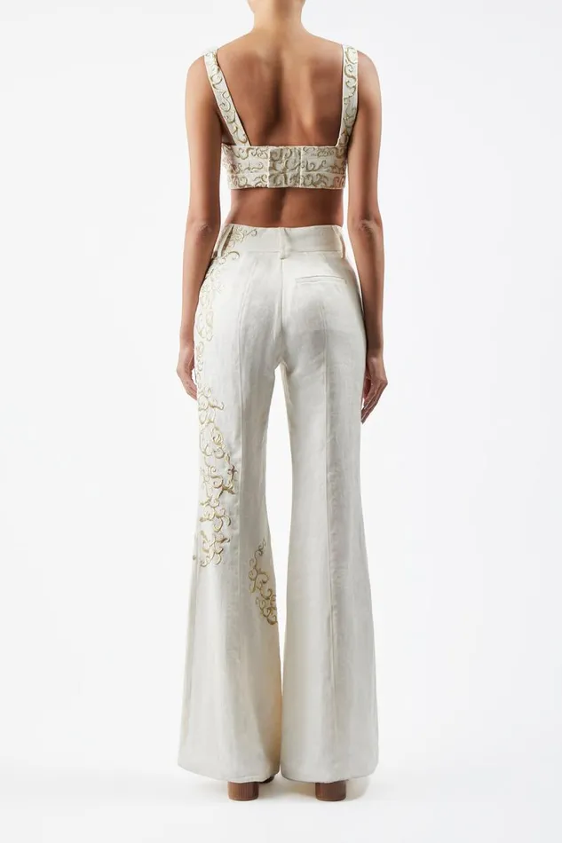 Gabriela Hearst Tops Women Eve Embroidered Bra In Ivory Textured Linen