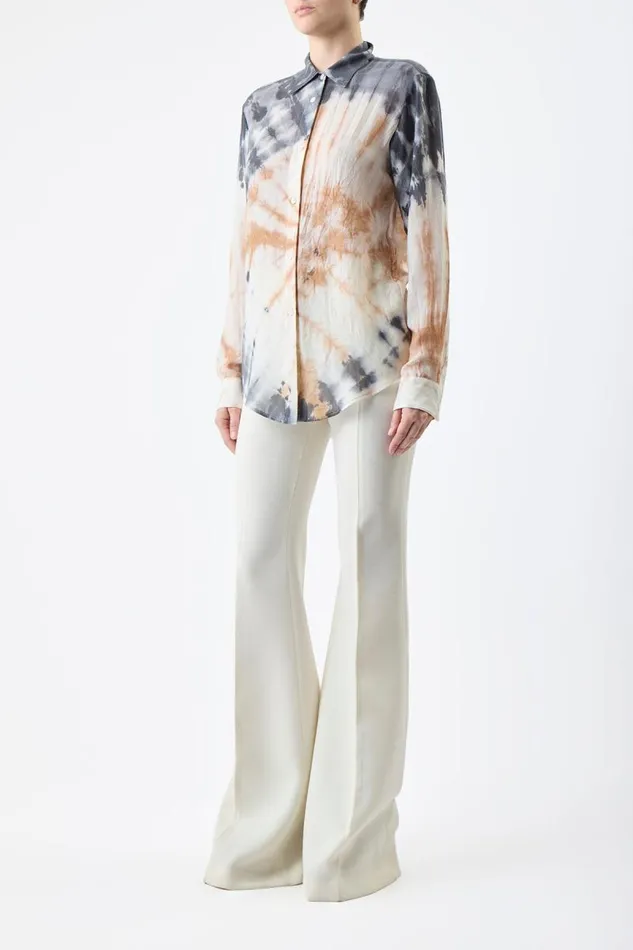 Gabriela Hearst Tops Women Ferrara Shirt In Camel Multi Tie Dye Cashmere Silk Gauze