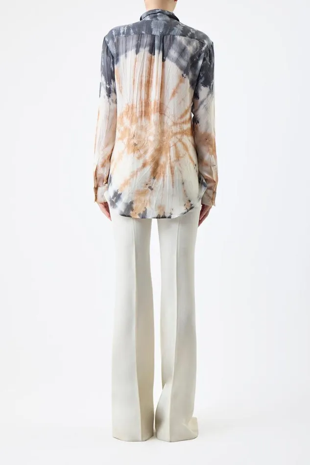 Gabriela Hearst Tops Women Ferrara Shirt In Camel Multi Tie Dye Cashmere Silk Gauze