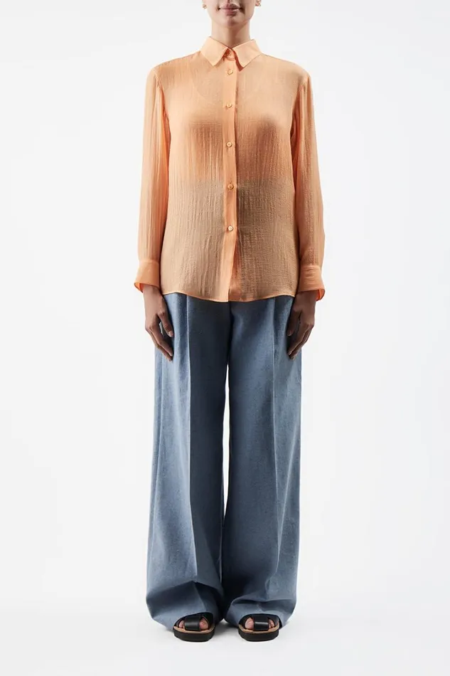 Gabriela Hearst Tops Women Ferrara Shirt In Fluorescent Orange Cashmere Silk Gauze