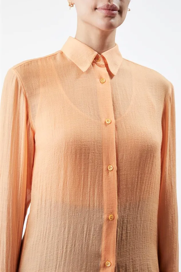 Gabriela Hearst Tops Women Ferrara Shirt In Fluorescent Orange Cashmere Silk Gauze