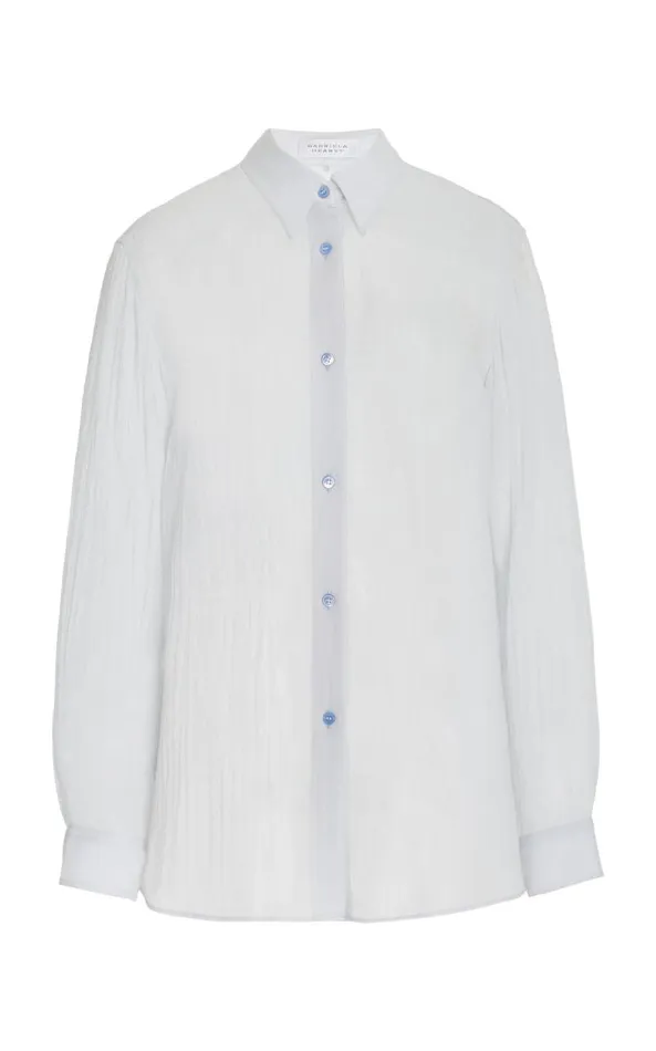 Gabriela Hearst Tops Women Ferrara Shirt In Light Blue Cashmere Silk Gauze